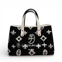 カステルバジャック ボア トートバッグ モノグラム 黒×白 A4収納可