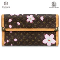 ルイヴィトン LV×TM 村上隆 ポルトトレゾインターナショナル フラップ三つ折り長財布 M92027 モノグラムチェリーブロッサム 2003年 限定 桜 エベヌ レディース Y2K【中古】【丸正質舗】【質屋】【ブリルトワーゼ】(M212749)