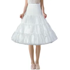 [SALUDABLE] パニエ ペチコート ロング 50-60cm 長さ調節可 3層 ボリューム 白 黒 (ホワイト) [ホワイト 50-60cm 長さ調節可]