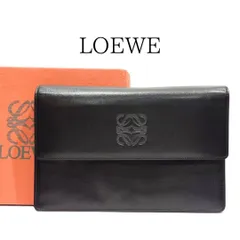 ヴィンテージ LOEWE ロエベ アナグラム セパレート ポーチ ミニ クラッチバッグ セカンドバッグ ナッパ レザー ブラック