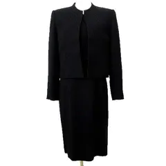 東京イギン ブラックフォーマル ワンピース セットアップ 喪服 セレモニースーツ 約Mサイズ 黒 ブラック ■GY09