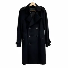 バーバリーブラックレーベル BURBERRY BLACK LABEL ウール トレンチコート ジャケット アンゴラ混 裏地チェック 黒 ブラック 38 M相当