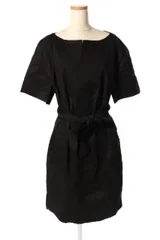 セオリー theory 18SS ワンピース 半袖 ひざ丈 リネン 0 黒 ブラック ahm0417