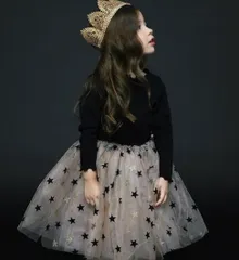 ＜在庫処分＞ベビー・キッズ 長袖ワンピース 星柄 秋冬用 女の子服 bu1