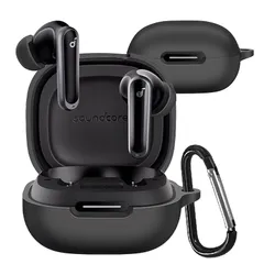 【新品】 Iniayoh For Anker Soundcore P40i ケース Anker Soundcore P40i 専用 ケース にはカラビナが装備されており紛失防止、傷つきにくい 柔らかなシリカゲル、耐衝撃 超薄型 防水防塵 落下防止（ブラック 1