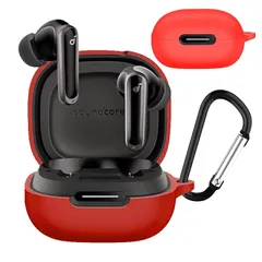 【新品】 JXRICH For Anker Soundcore P40i ケース Anker Soundcore P40i 用 カバー 落下防止 キズ防止 シリコンケース 装着充電可能 全面保護 カラビナ付き(レッド) 1