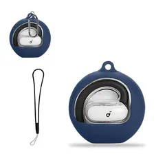 【新品】 For Anker Soundcore V40i 用 ケース カバー KONXISA ワイヤレスイヤホンケース シリコン素材 耐衝撃 防水防塵 ウォッシャブル （カラビナ付き+ストラップ付き ） 着用しやすい 装着充電可能 持ち運びがしやすい（ブ 0