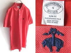 Brooks Brothers ブルックスブラザーズ SLIM FIT スリムフィット ゴールデンフリース/羊ロゴ刺繍 鹿の子 ポロシャツ S 朱色