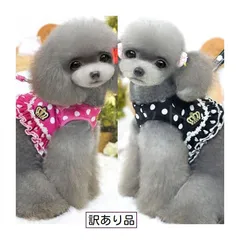 【訳あり品】スカートとドットのハーネスリードセット★クラウン刺繍♪ブラックピンクSL小型犬用胴輪猫兼用ベスト胸あてクッションメッシュワンタッチ装着マジックテープ留め