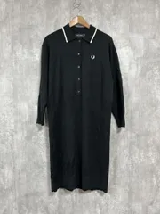 FRED PERRY フレッドペリー ニットワンピース Aライン ワンピース sizeUK8/S～M/黒 ◆■◎レディース