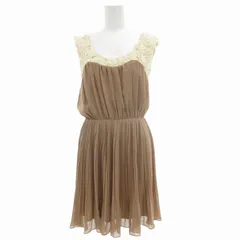 ミーア MIIA ノースリーブワンピース ドレス ひざ丈 ギャザー 切替 花装飾 F ベージュ /SS 0928