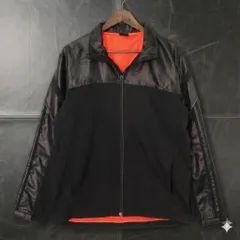 adidas アディダス  Professional プロフェッショナル ウインドブレーカー ジャケット 光沢×マット 黒ブラック/オレンジ XL