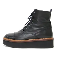 TOD'S トッズ ブーツ ブラック 黒 サイズ:34(21.0cm) | レザー 厚底 レースアップ ショートブーツ フラット サイドジップ【レディース】【中古】