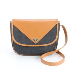 美品 ヴィンテージ イヴ サンローラン YSL レザー ショルダーバッグ 斜め掛け ブラック ブラウン レディース REM DP25-2【中古】