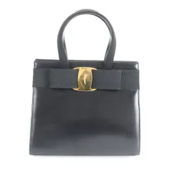 美品 サルヴァトーレフェラガモ ヴァラリボン レザー ハンドバッグ トート 本革 ブラック 黒 レディース REM DP22-9【中古】