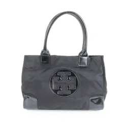 トリーバーチ エラ ダブルT レザー ナイロン トート バッグ 肩掛け ショルダー ハンド ブラック 黒 A4 レディース REM DP23-9【中古】