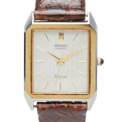 セイコー ドルチェ ベルト（社外品） シルバー ゴールド ブラウン ステンレススチール メッキ レザー メンズ SEIKO【1-0256553】