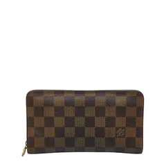 ルイ ヴィトン ダミエ ポルトモネ ジップ ラウンドファスナー 長財布 N61728 ブラウン PVC レザー レディース LOUIS VUITTON【244-56717】