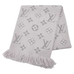 ルイ ヴィトン エシャルプ ロゴマニア M74742 グレー グリペルル ウール シルク レディース LOUIS VUITTON【214-57959】