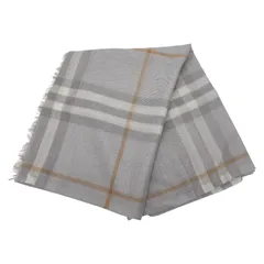 バーバリー チェック 大判 ストール グレー ウール シルク レディース BURBERRY【1-0258094】