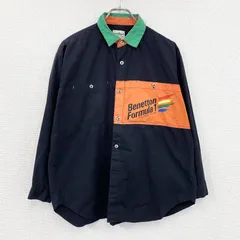 古着 used　90s　BENETTON FORMULA　ベネトン・フォーミュラ　長袖シャツ　ワークシャツ　黒　ブラック　46サイズ【値引き交渉OK！】のサムネイル