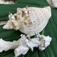 ハワイアンジュエリー シルバー キャッチピアス マーメイド 人魚姫 イエローシルバー Shilver925 hawaiian jewelyプレゼント