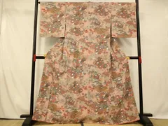 平和屋着物■上質な小紋　草花貝桶文　金彩　正絹　逸品　未使用　AABG6054fw