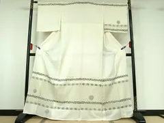 平和屋着物▽訪問着　単衣　中国三大刺繍　汕頭刺繍　スワトウ刺繍　相良刺繍　横段花丸文　金糸　正絹　逸品　AABG3777jh