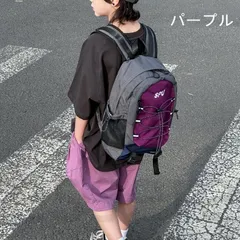 キッズ リュック 男の子 ストリート シンプル カジュアル レジャー お出かけ 大容量 ベルトデザイン おしゃれ かっこいい 小学生 中学生 通学 軽量 アウトドア 旅行 プレゼント パープルのサムネイル