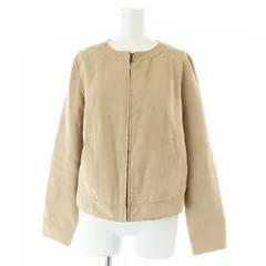 ナチュラルビューティーベーシック NATURAL BEAUTY BASIC フェイクスエードブルゾン ノーカラー ジップアップ M ベージュ /AT ■OS