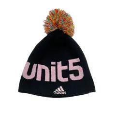 00s adidas アディダス unit5 ポンポン付き ニット帽 ニットキャップ ブラック Y2K  【送料込み】