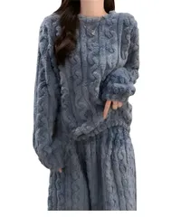 [Dep Club] パジャマ レディース 冬 もこもこ 大きいサイズ 部屋着 ルームウェア 温かい スウェット 上下 上下セット 長袖 ふわふわ 寝間着 可愛い ナイトウェア あったか もふもふ (JP, アルファベット, [ブルー] [Free Size]