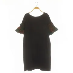 ミュベール muveil 袖フリル ワンピース ひざ丈 半袖 36 紺 茶 緑 /DF ■OS