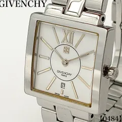 稼働品 Working item ジバンシィ GIVENCHY 腕時計 レディース Ladies クォーツ Quartz 8717000SMD デイト スクエア シルバー 文字盤 ホワイト SWISS MADE スイス製 3針 カレンダー 希少 レア 0484のサムネイル