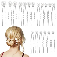 【数量限定】ヘアアクセサリー ブライダル セット 結婚式 ヘアクリップ レディース 銀色 髪飾り ヘアフォーク パールu字型ヘアピン ヘアスタイリングピン 18本