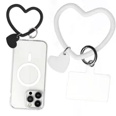 【人気商品】韓国ファッション 落下防止 シリコン おしゃれ ハンドストラップ 携帯ストラップ レディース スマホストラップ アクセサリー 全機種対応 (ブラック・ホワイト)