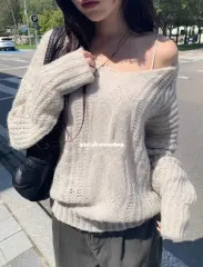 Vネック ルーズフィット ニット アイボリー