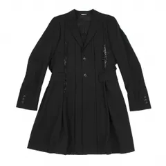 コムデギャルソン オムプリュスCOMME des GARCONS HOMME PLUS カッティングデザインウールハーフコート 黒XS