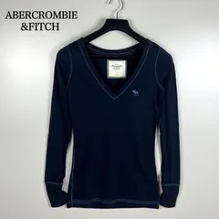 ABERCROMBIE&FITCH y2k archive logo Vneck L/S Tee S アバクロンビー＆フィッチ アバクロ ワンポイント Vネック 長袖Tシャツ カットソー ロンT ポケット 平成 アーカイブ
