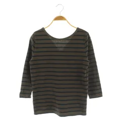 ルミノア Leminor ボーダー 七分袖 カットソー バックVネック コットン フランス製 1 グレー /MY ■OS