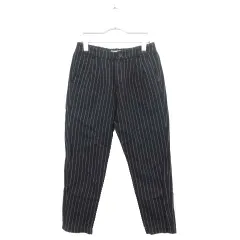 グローバルワーク GLOBAL WORK パンツ ロング ストライプ リネン混 S 紺 ネイビー ☆S☆ /mm0322