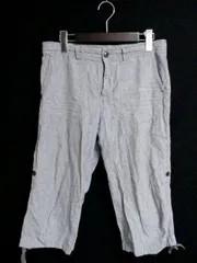 ユニクロ UNIQLO パンツ クロップド ストライプ イージー リネン 麻 M 青 ブルー
