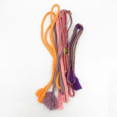 帯締め 5本セット フォーマル カジュアル 夏用 丸組 平組 正絹 和装小物 着物用 まとめ売り 帯〆 紫ｘオレンジｘゴールド 長さ166cm