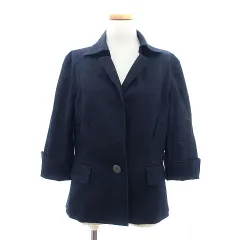 ジェイプレス J.PRESS ジャケット シングル ストレッチ 七分袖 9 紺 ネイビー ☆S☆ ayy0613