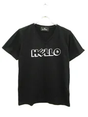 ナノユニバース nano universe カットソー Tシャツ Vネック 半袖 プリント S 黒 ブラック /KY
