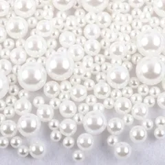 DIY 材料 手作り 工芸品の装飾 縫製用 ジュエリー用 手芸用品 ハンドメード 穴付き 丸玉 ネックレス ラウンド イヤリング 約600粒セット 4サイズ パールビーズ (4サイズ 樹脂パール 約600粒(ホワイト)) サムコス