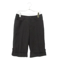 コムサイズム COMME CA ISM パンツ ショート ハーフ ストライプ S 黒 ブラック ☆S☆ /ka0620