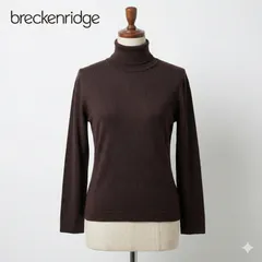 breckenridge ブレッケンリッジ タートルネック ニット セーター レディース 9AR M ダークブラウン 茶色 リブ編み 秋冬 プロミックス100% ナイガイ 長袖 シンプル #K007-22