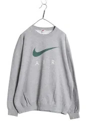 【お得なクーポン配布中!】 90s USA製 ナイキ ビッグ スウッシュ プリント スウェット メンズ L オールド 当時物 トレーナー 裏起毛 クルーネック シンプル 杢 グレー