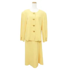 美品 remalon レマロン スカート スーツ セットアップ フォーマル ワンサイズ 黄色 イエロー ■GY99